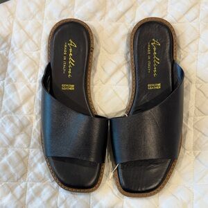 Avellini Black Leather Women's Sandals